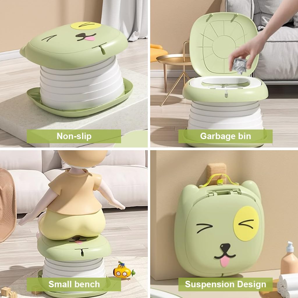 SNOWIE SOFT Potty Training Seat Potty Seat for Kids 1-3 years, Home Training Toilet potty seat for kids 3-5 years with Handle Potty for Toddler 1-6 Years, With Storage Bag & Waste Bag, Green SNOWIE SOFT Potty Training Seat Potty Seat for Kids 1-3 years, Home Training Toilet potty seat for kids 3-5 years with Handle Potty for Toddler 1-6 Years, With Storage Bag & Waste Bag, Green